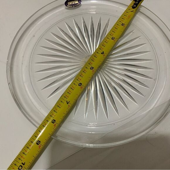 New Crystal 8 1/2" Platter  Starburst Pattern - Made in USA 24% Lead Set of 2 G3 - Picture 6 of 6